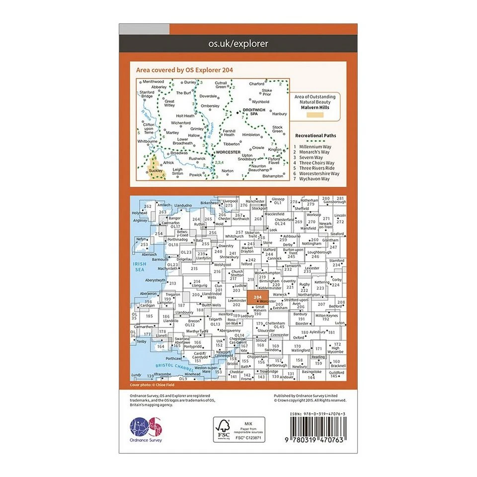 Explorer Active 204 Worcester & Droitwich Spa Map With Digital Version 2 Explorer Active 204 Worcester & Droitwich Spa Map With Digital Version - Image 2